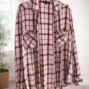 Express Red & White Plaid Button Down Shirt | Size S